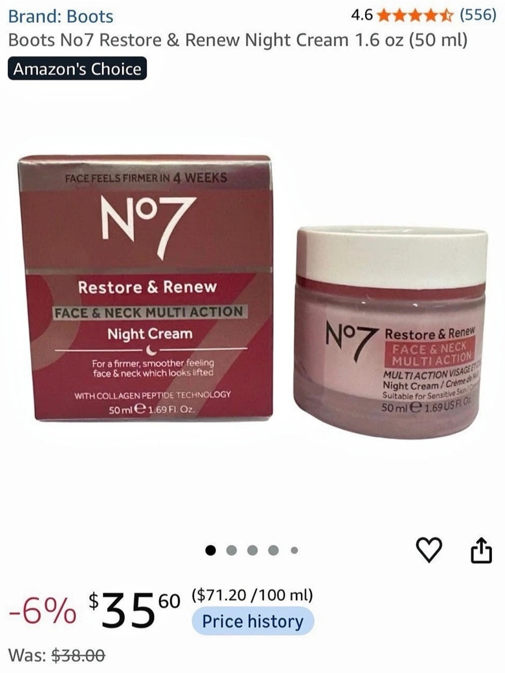 No7 Restore & Renew Face & Neck Multi Action Night Cream Night Cream 50 ml NWT